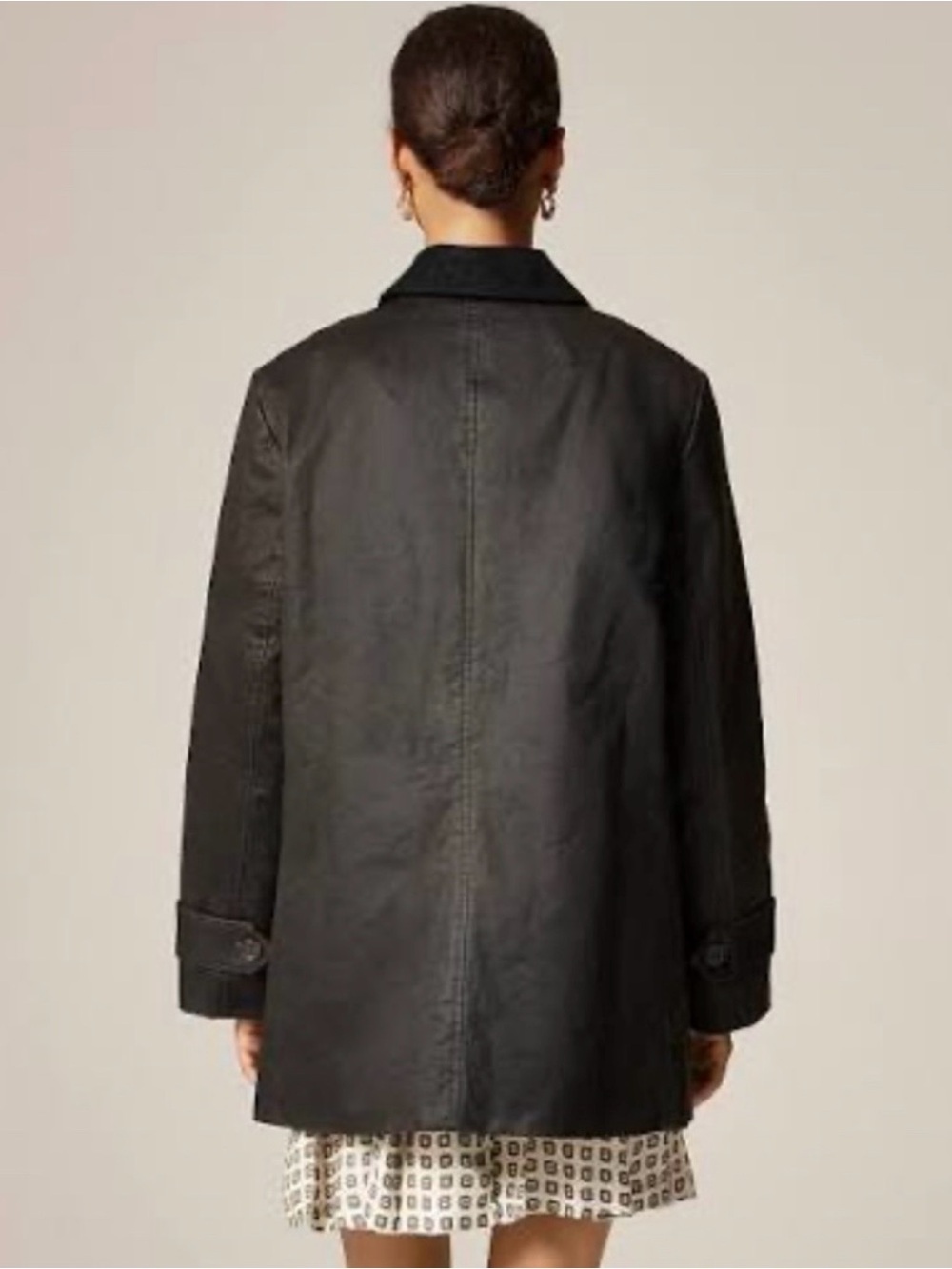 J. Crew Black Grey Coated Barn Jacket Button Front - Picture 3 of 12